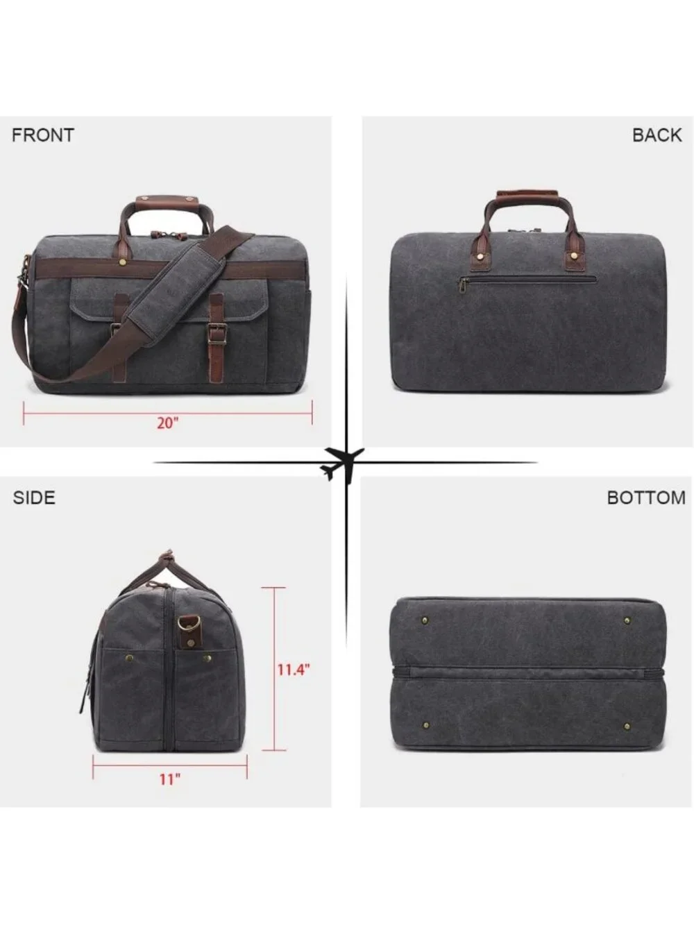 Waterproof Leather Canvas Duffle Bag | Travel Weekender Overnight Bag for Men